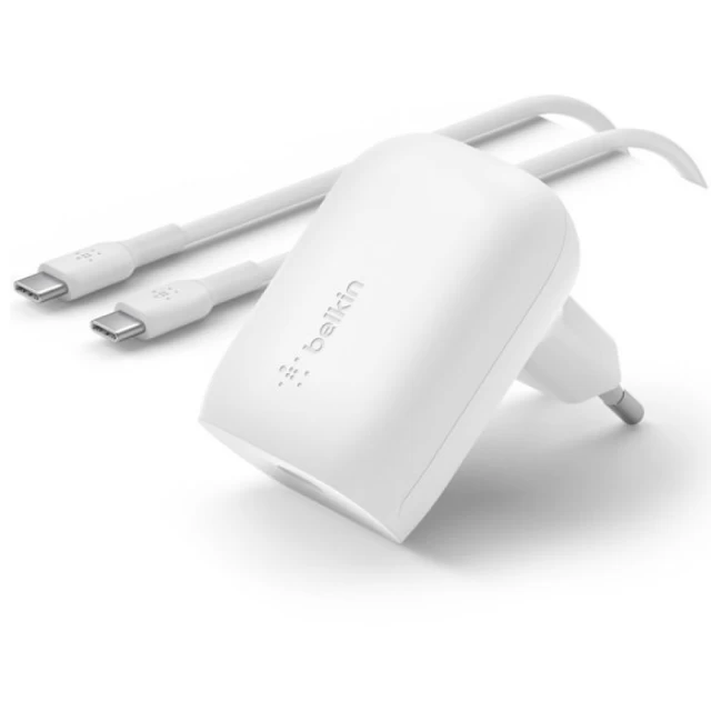 Мережевий зарядний пристрій Belkin Home Charger PD 30W USB-C with USB-С to USB-С Cable 1m White (WCA005VF1MWH-B6)