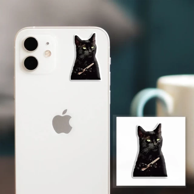 3D стикер Чорний кіт мем