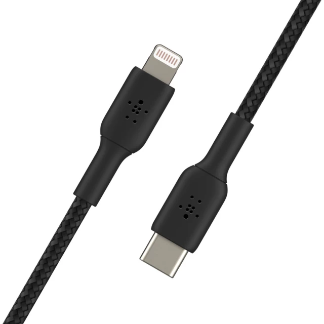Кабель Belkin USB-C to Lightning BRAIDED Black 2 m (CAA004BT2MBK)