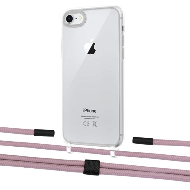 Чехол Upex Crossbody Protection Case для iPhone SE 2020 | 8 | 7 Crystal with Twine Rose Gold and Fausset Matte Black (UP83003)