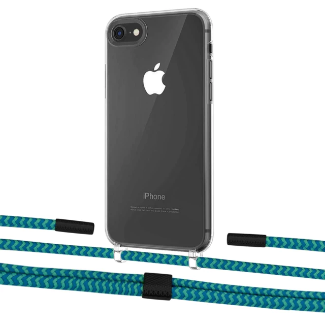 Чохол Upex Crossbody Protection Case для iPhone SE 2020 | 8 | 7 Crystal with Twine Cyan and Fausset Matte Black (UP83012)