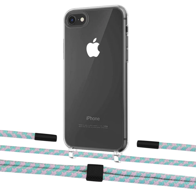 Чехол Upex Crossbody Protection Case для iPhone SE 2020 | 8 | 7 Crystal with Twine Turquoise and Fausset Matte Black (UP83015)