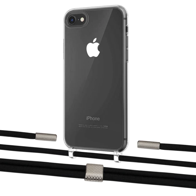 Чохол Upex Crossbody Protection Case для iPhone SE 2020 | 8 | 7 Crystal with Twine Black  and Fausset Silver (UP83018)