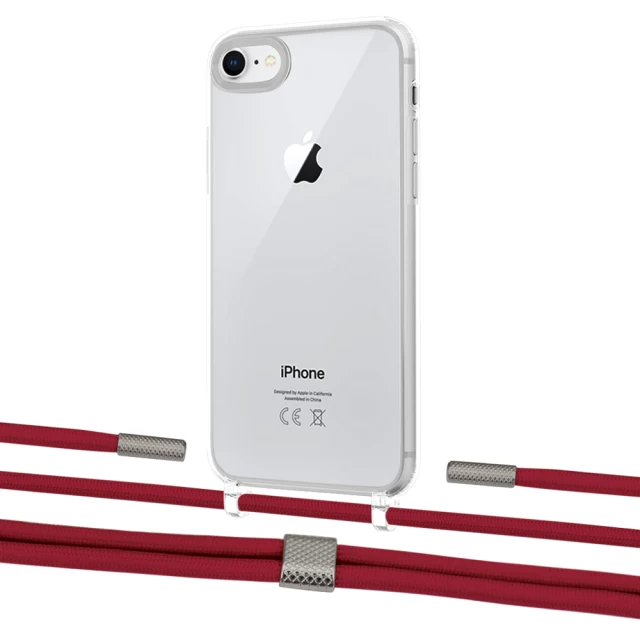 Чохол Upex Crossbody Protection Case для iPhone SE 2020 | 8 | 7 Crystal with Twine Red and Fausset Silver (UP83022)