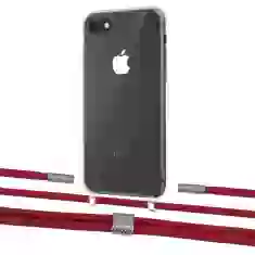 Чехол Upex Crossbody Protection Case для iPhone SE 2020 | 8 | 7 Crystal with Twine Red and Fausset Silver (UP83022)