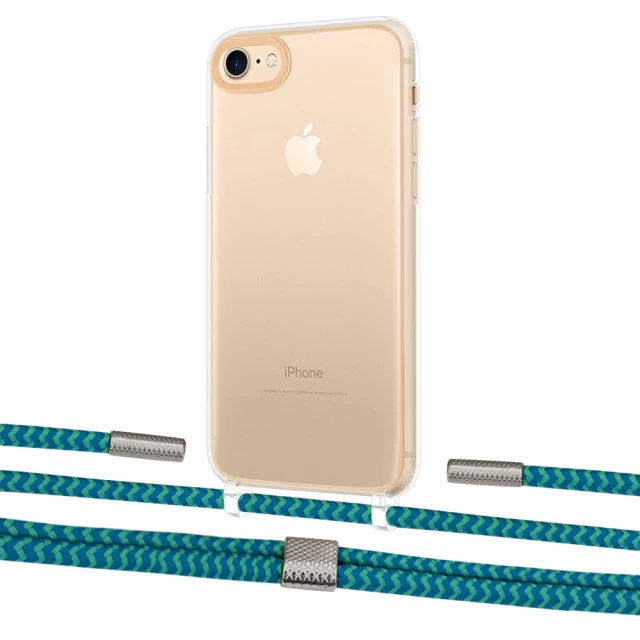 Чохол Upex Crossbody Protection Case для iPhone SE 2020 | 8 | 7 Crystal with Twine Cyan and Fausset Silver (UP83029)