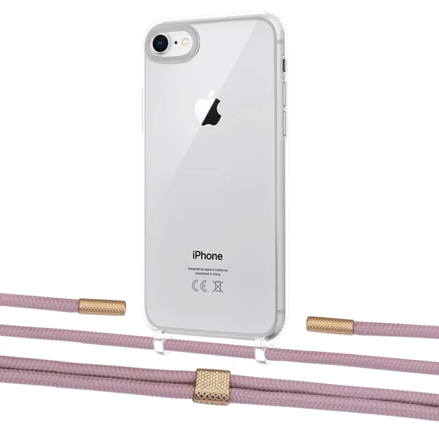 Чехол Upex Crossbody Protection Case для iPhone SE 2020 | 8 | 7 Crystal with Twine Rose Gold and Fausset Gold (UP83037)