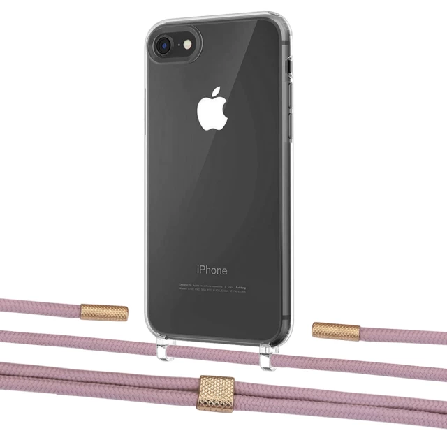 Чехол Upex Crossbody Protection Case для iPhone SE 2020 | 8 | 7 Crystal with Twine Rose Gold and Fausset Gold (UP83037)