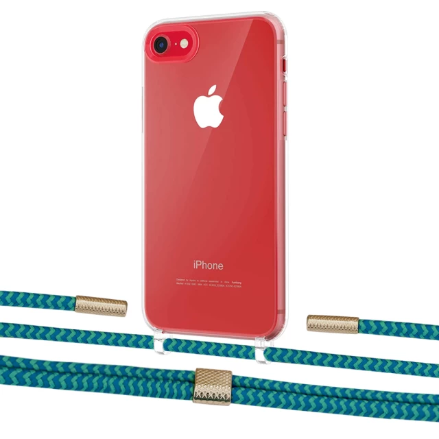 Чехол Upex Crossbody Protection Case для iPhone SE 2020 | 8 | 7 Crystal with Twine Cyan and Fausset Gold (UP83046)