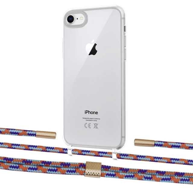 Чохол Upex Crossbody Protection Case для iPhone SE 2020 | 8 | 7 Crystal with Twine Blue Sunset and Fausset Gold (UP83048)