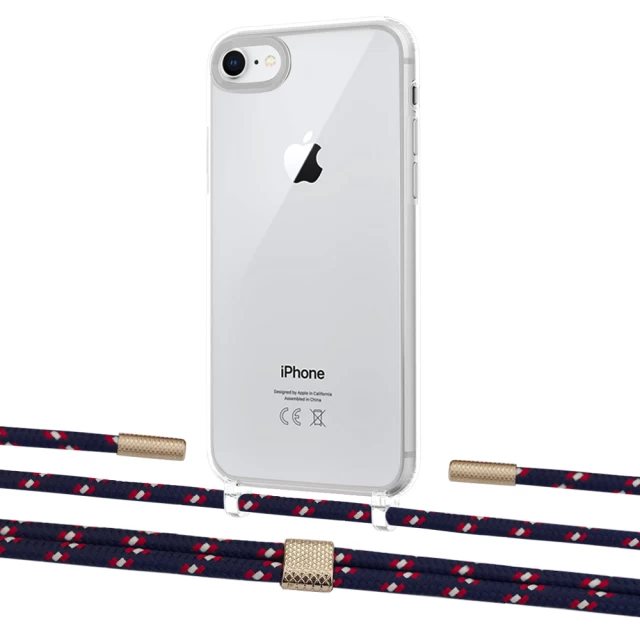Чохол Upex Crossbody Protection Case для iPhone SE 2020 | 8 | 7 Crystal with Twine Blue Marine and Fausset Gold (UP83050)