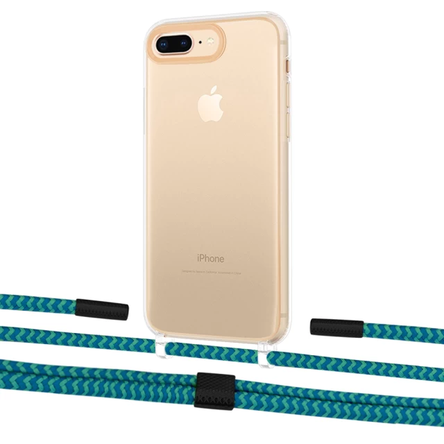 Чохол Upex Crossbody Protection Case для iPhone 8 Plus | 7 Plus Crystal with Twine Cyan and Fausset Matte Black (UP83063)