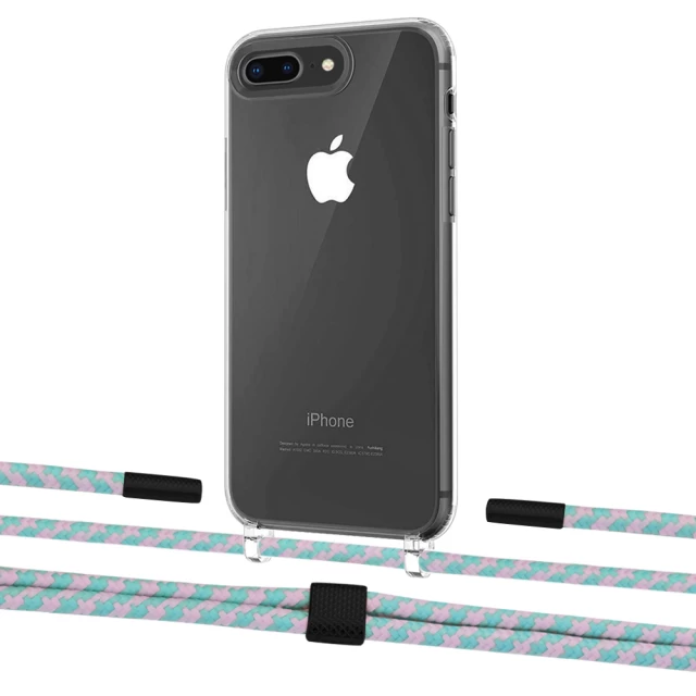 Чехол Upex Crossbody Protection Case для iPhone 8 Plus | 7 Plus Crystal with Twine Turquoise and Fausset Matte Black (UP83066)