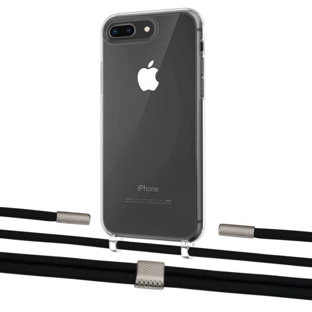 Чохол Upex Crossbody Protection Case для iPhone 8 Plus | 7 Plus Crystal with Twine Black  and Fausset Silver (UP83069)