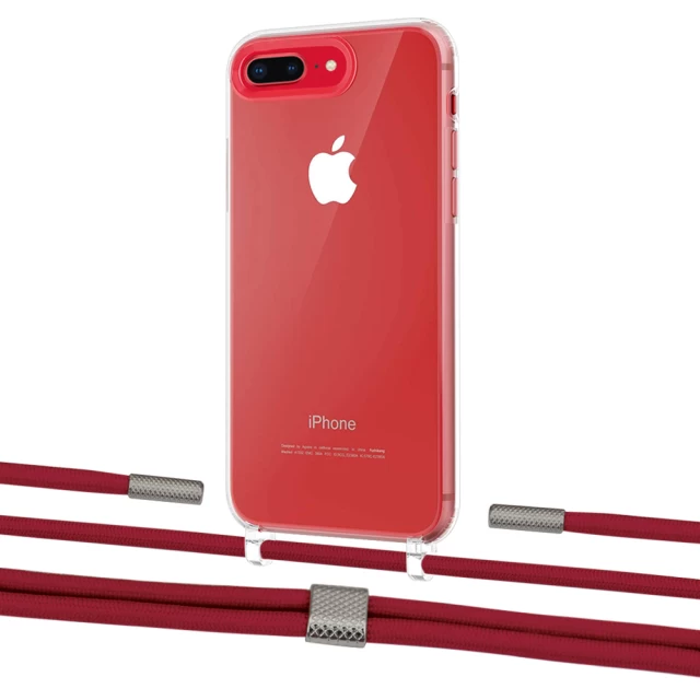 Чохол Upex Crossbody Protection Case для iPhone 8 Plus | 7 Plus Crystal with Twine Red and Fausset Silver (UP83073)