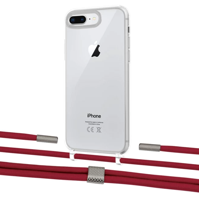 Чехол Upex Crossbody Protection Case для iPhone 8 Plus | 7 Plus Crystal with Twine Red and Fausset Silver (UP83073)