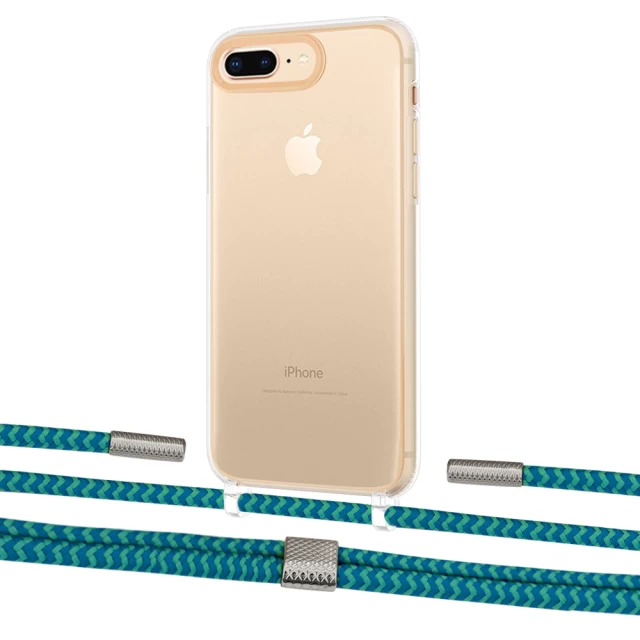 Чехол Upex Crossbody Protection Case для iPhone 8 Plus | 7 Plus Crystal with Twine Cyan and Fausset Silver (UP83080)