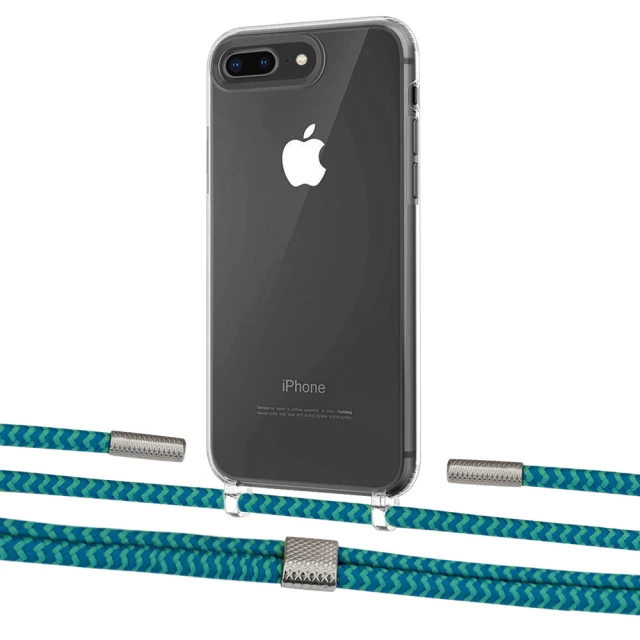 Чехол Upex Crossbody Protection Case для iPhone 8 Plus | 7 Plus Crystal with Twine Cyan and Fausset Silver (UP83080)