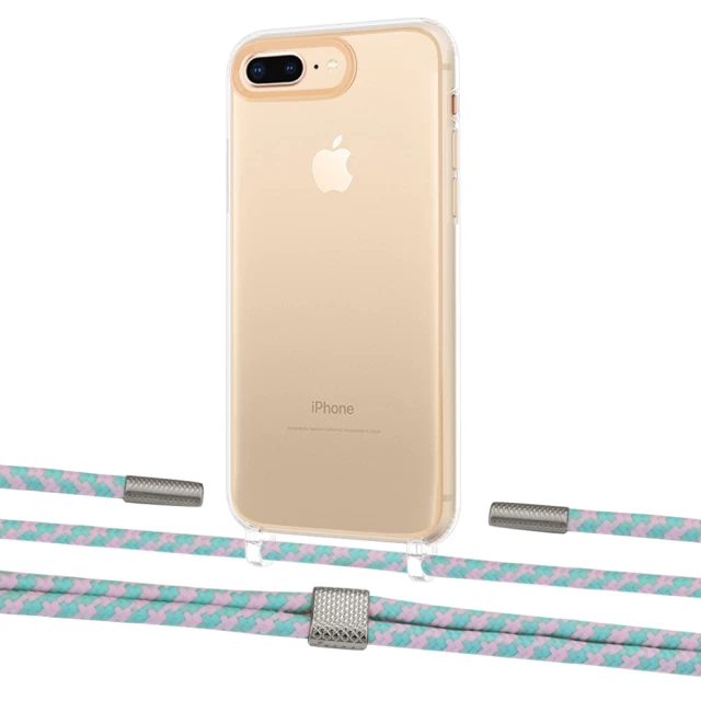 Чохол Upex Crossbody Protection Case для iPhone 8 Plus | 7 Plus Crystal with Twine Turquoise and Fausset Silver (UP83083)