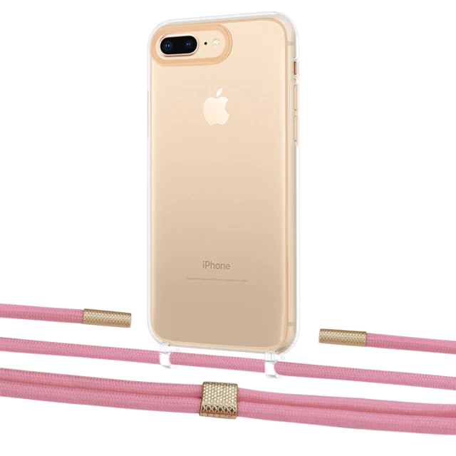 Чехол Upex Crossbody Protection Case для iPhone 8 Plus | 7 Plus Crystal with Twine Coral and Fausset Gold (UP83089)
