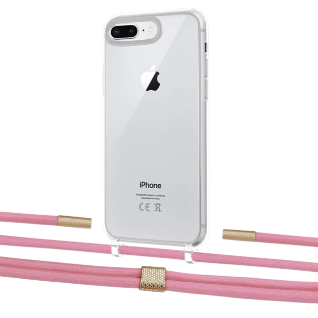 Чехол Upex Crossbody Protection Case для iPhone 8 Plus | 7 Plus Crystal with Twine Coral and Fausset Gold (UP83089)