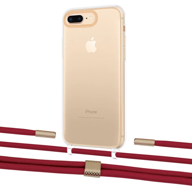 Чехол Upex Crossbody Protection Case для iPhone 8 Plus | 7 Plus Crystal with Twine Red and Fausset Gold (UP83090)