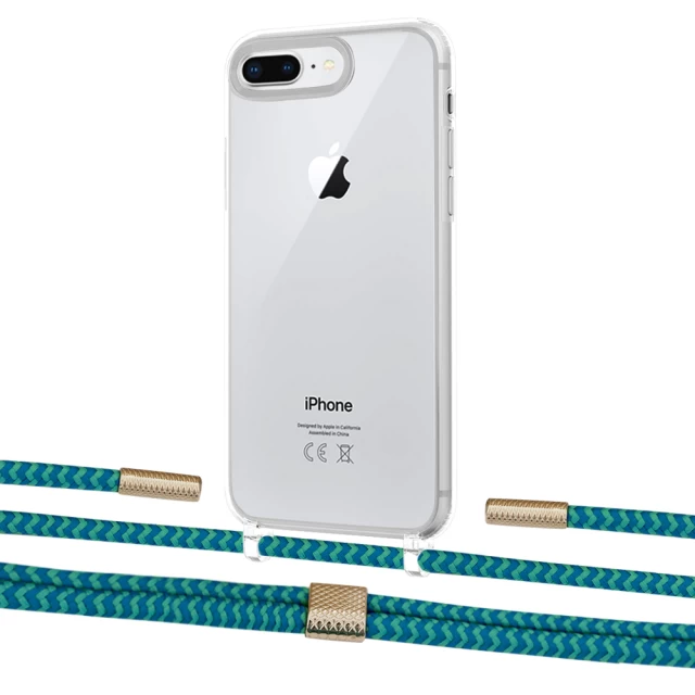 Чехол Upex Crossbody Protection Case для iPhone 8 Plus | 7 Plus Crystal with Twine Cyan and Fausset Gold (UP83097)