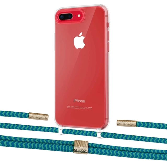 Чохол Upex Crossbody Protection Case для iPhone 8 Plus | 7 Plus Crystal with Twine Cyan and Fausset Gold (UP83097)