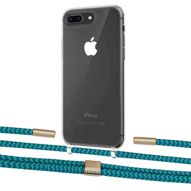 Чехол Upex Crossbody Protection Case для iPhone 8 Plus | 7 Plus Crystal with Twine Cyan and Fausset Gold (UP83097)