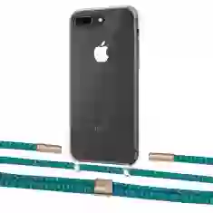 Чохол Upex Crossbody Protection Case для iPhone 8 Plus | 7 Plus Crystal with Twine Cyan and Fausset Gold (UP83097)