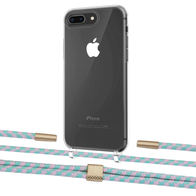 Чехол Upex Crossbody Protection Case для iPhone 8 Plus | 7 Plus Crystal with Twine Turquoise and Fausset Gold (UP83100)