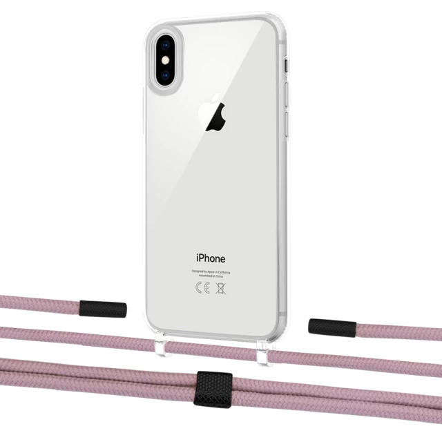 Чохол Upex Crossbody Protection Case для iPhone XS | X Crystal with Twine Rose Gold and Fausset Matte Black (UP83105)