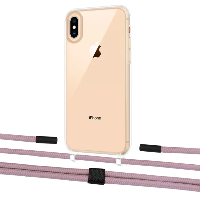 Чехол Upex Crossbody Protection Case для iPhone XS Max Crystal with Twine Rose Gold and Fausset Matte Black (UP83207)