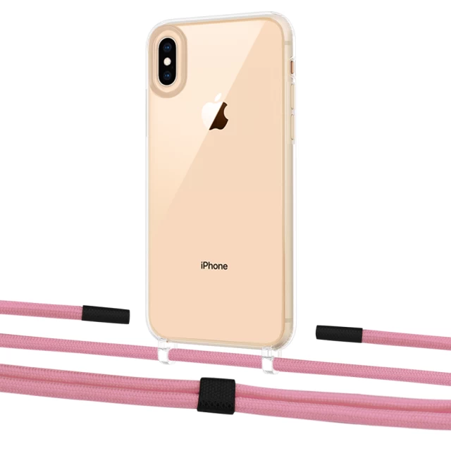 Чохол Upex Crossbody Protection Case для iPhone XS Max Crystal with Twine Coral and Fausset Matte Black (UP83208)
