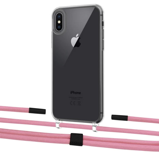 Чехол Upex Crossbody Protection Case для iPhone XS | X Crystal with Twine Coral and Fausset Matte Black (UP83106)