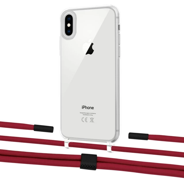 Чохол Upex Crossbody Protection Case для iPhone XS Max Crystal with Twine Red and Fausset Matte Black (UP83209)