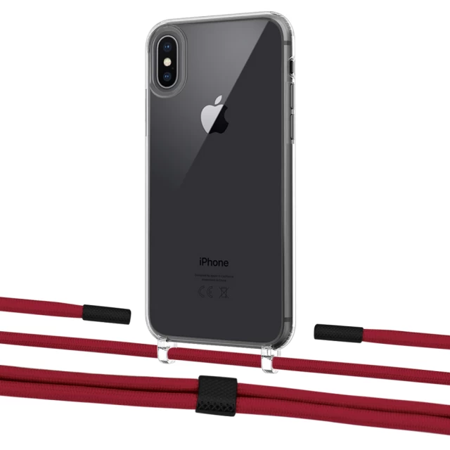 Чохол Upex Crossbody Protection Case для iPhone XS | X Crystal with Twine Red and Fausset Matte Black (UP83107)