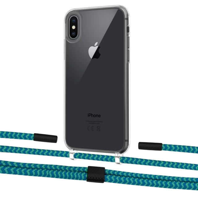 Чехол Upex Crossbody Protection Case для iPhone XS Max Crystal with Twine Cyan and Fausset Matte Black (UP83216)