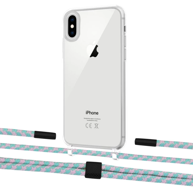 Чехол Upex Crossbody Protection Case для iPhone XS | X Crystal with Twine Turquoise and Fausset Matte Black (UP83117)