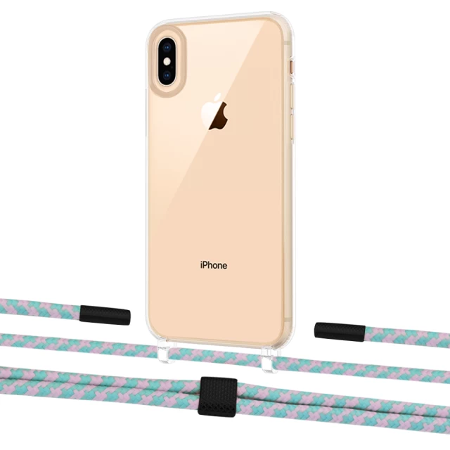 Чохол Upex Crossbody Protection Case для iPhone XS Max Crystal with Twine Turquoise and Fausset Matte Black (UP83219)