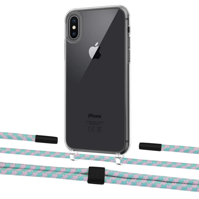 Чохол Upex Crossbody Protection Case для iPhone XS | X Crystal with Twine Turquoise and Fausset Matte Black (UP83117)