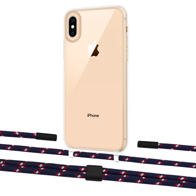 Чохол Upex Crossbody Protection Case для iPhone XS Max Crystal with Twine Blue Marine and Fausset Matte Black (UP83220)