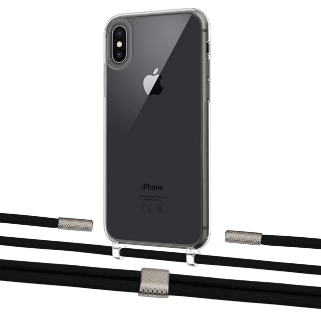 Чехол Upex Crossbody Protection Case для iPhone XS Max Crystal with Twine Black  and Fausset Silver (UP83222)