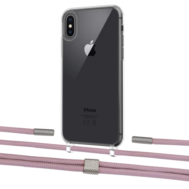 Чехол Upex Crossbody Protection Case для iPhone XS Max Crystal with Twine Rose Gold and Fausset Silver (UP83224)