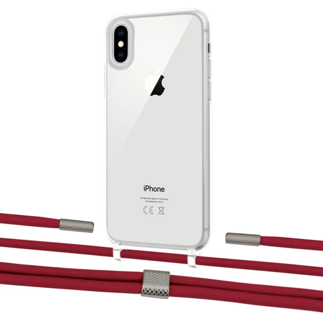 Чехол Upex Crossbody Protection Case для iPhone XS Max Crystal with Twine Red and Fausset Silver (UP83226)