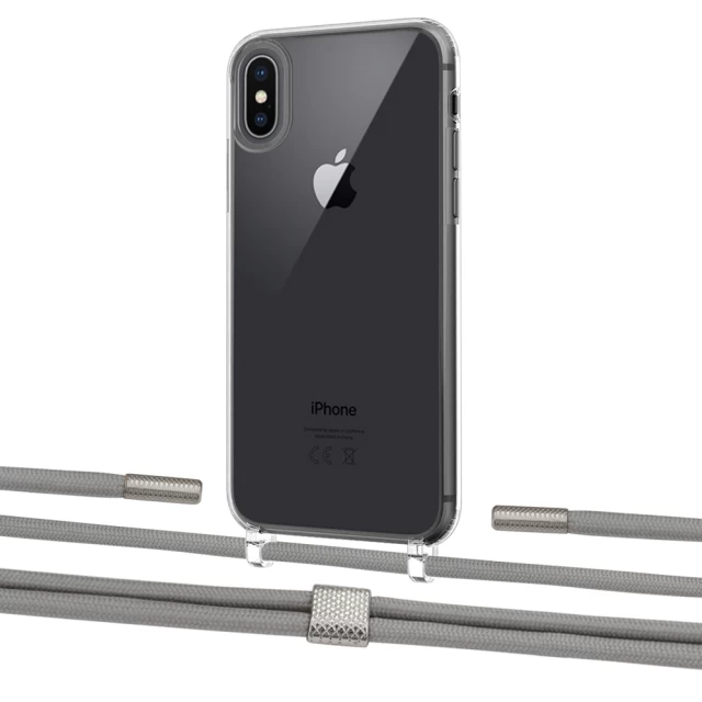 Чохол Upex Crossbody Protection Case для iPhone XS Max Crystal with Twine Gray and Fausset Silver (UP83230)