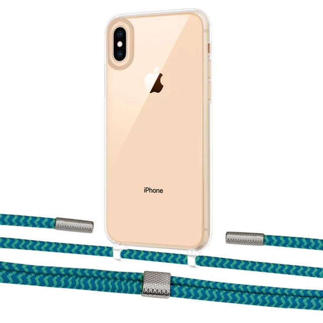 Чехол Upex Crossbody Protection Case для iPhone XS | X Crystal with Twine Cyan and Fausset Silver (UP83131)