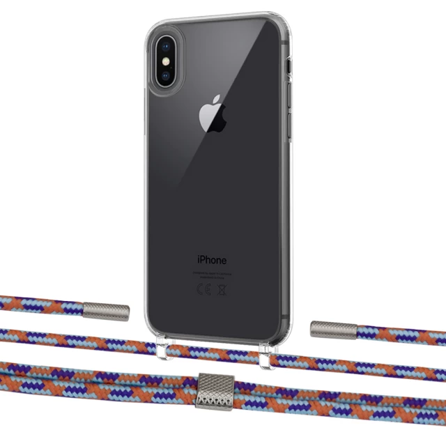 Чохол Upex Crossbody Protection Case для iPhone XS | X Crystal with Twine Blue Sunset and Fausset Silver (UP83133)