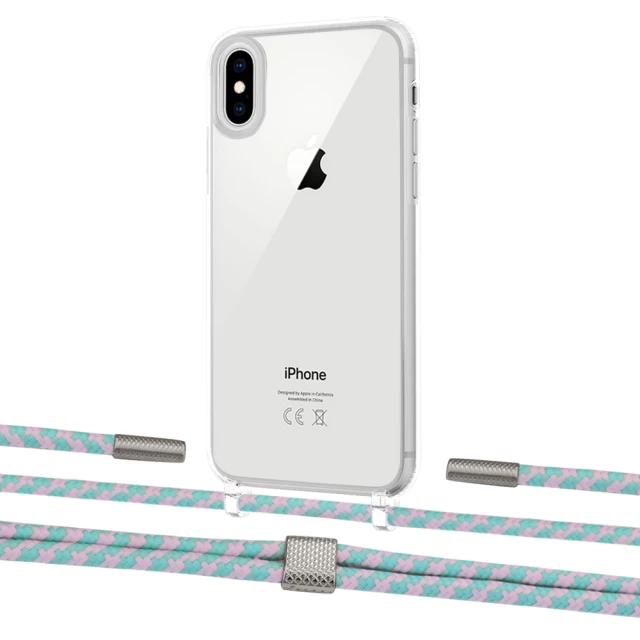 Чехол Upex Crossbody Protection Case для iPhone XS | X Crystal with Twine Turquoise and Fausset Silver (UP83134)