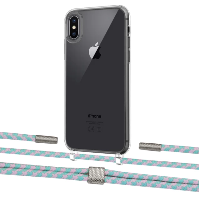 Чехол Upex Crossbody Protection Case для iPhone XS | X Crystal with Twine Turquoise and Fausset Silver (UP83134)